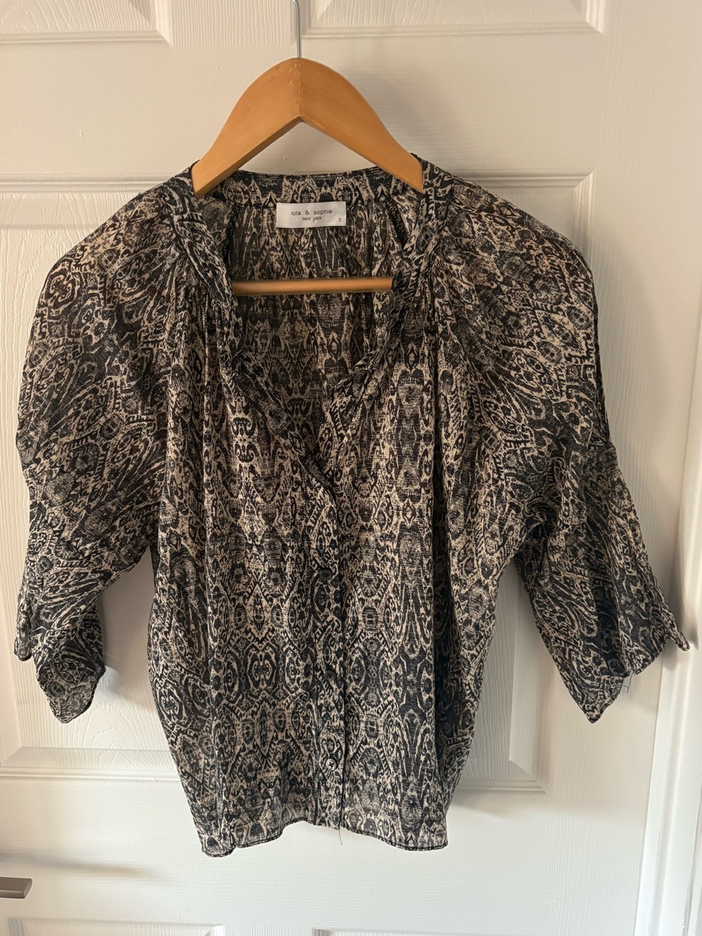 Lola & Sophie Abstract Paisley Semi-Sheer Blouse - Size S